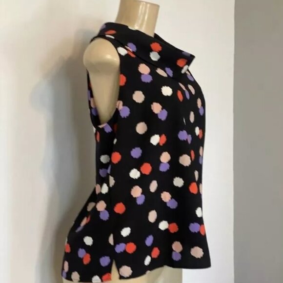 Ann Taylor Multicolor Polka Dot Sleeveless Top Women Size Medium Cowl Neck Work - Picture 3 of 6